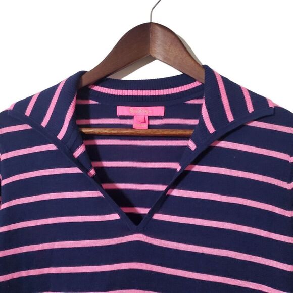 Lilly Pulitzer Maritime Stripe Fringe Sweater Size S Coolmax Pullover  Womens - Picture 2 of 10